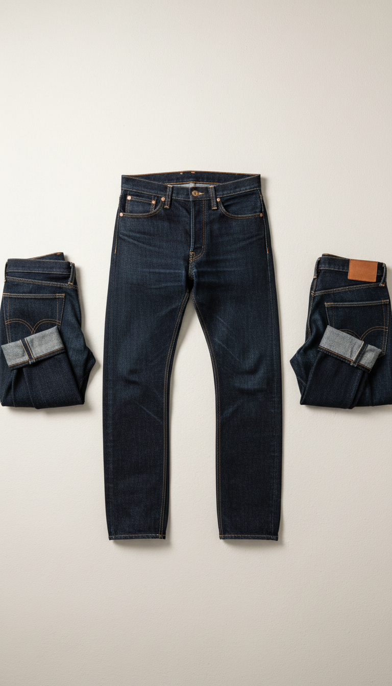 Selvedge Jeans With Branded Hardware Detail